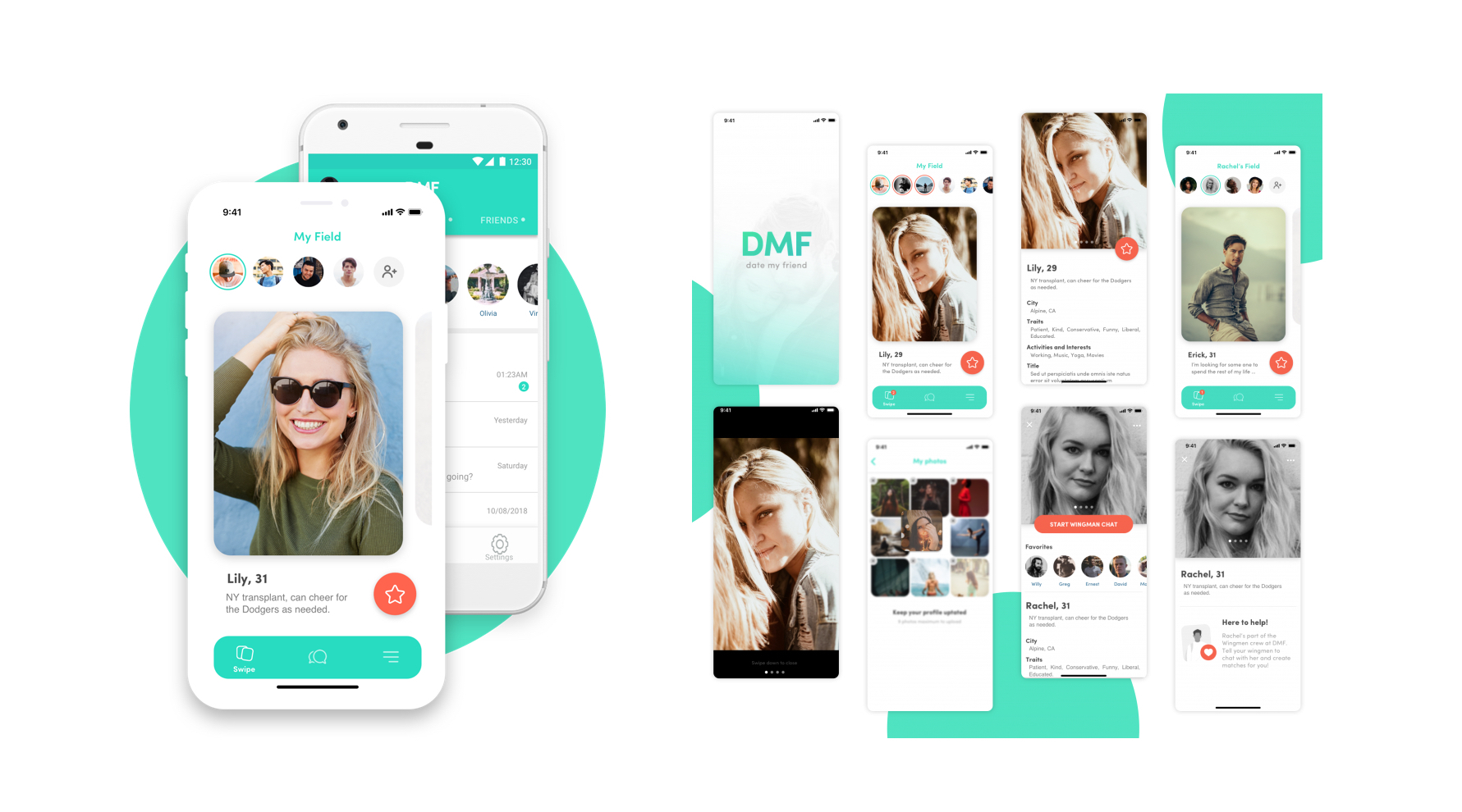 Date My Friend app mockup